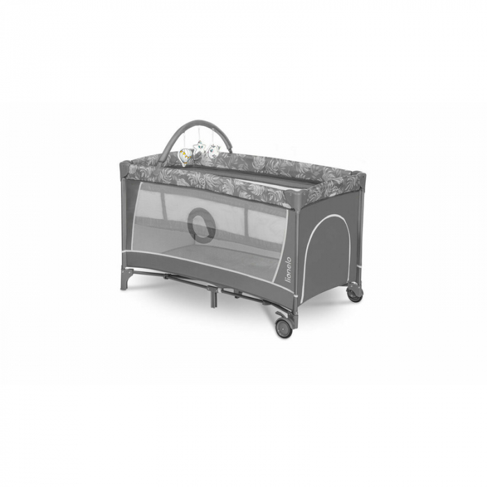 Lionelo - Patut pliant cu doua nivele Flower , Cu arcada, Geanta transport, Masuta de infasat, Bara cu jucarii, Fereastra laterala, 120x60 cm, Conform cu standardele europeane de securitate EN 716 si  [1]