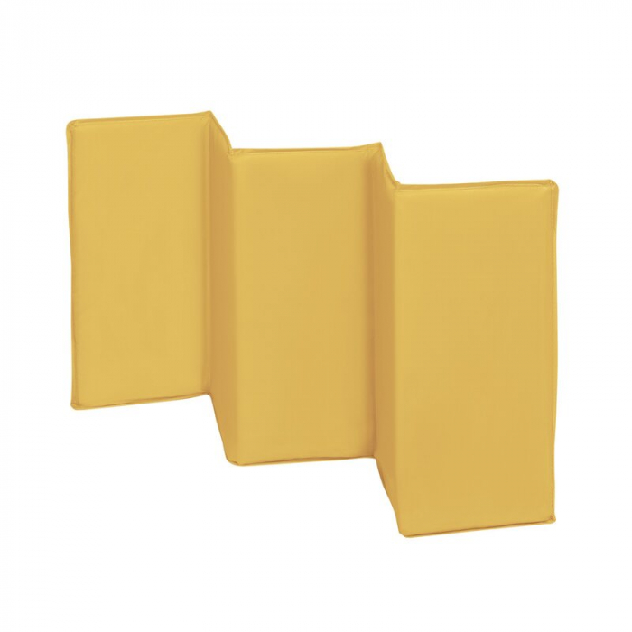 Patut pliant cu doua nivele, 120x60 cm, arcada jucarii, masuta de infasat, vibratii, melodii, Yellow Scandi [11]