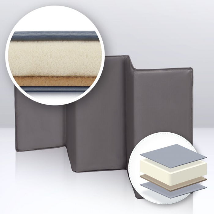 Lionelo - Patut pliant cu doua nivele Sven Plus, 120x60 cm, arcada jucarii, masuta de infasat, vibratii, melodii, conform cu standardele europeane de securitate EN716 si EN12221, Grey [35]