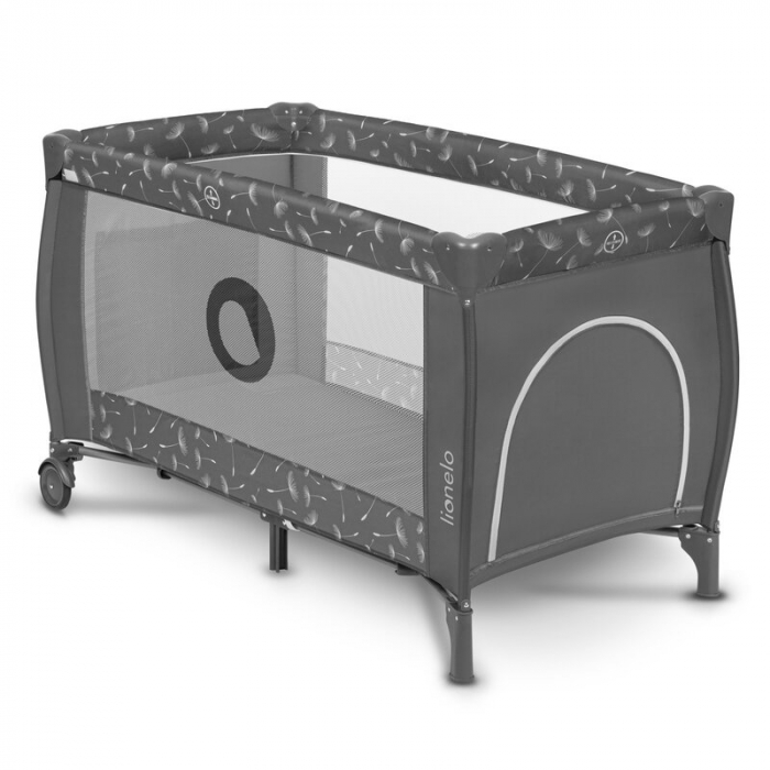 Lionelo - Patut pliant cu doua nivele Sven Plus, 120x60 cm, arcada jucarii, masuta de infasat, vibratii, melodii, conform cu standardele europeane de securitate EN716 si EN12221, Grey [3]