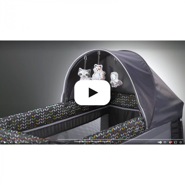 Lionelo - Patut pliant cu doua nivele Sven Plus, 120x60 cm, arcada jucarii, masuta de infasat, vibratii, melodii, conform cu standardele europeane de securitate EN716 si EN12221, Grey [33]