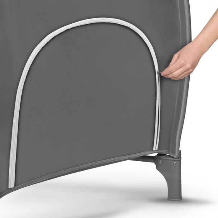 Lionelo - Patut pliant cu doua nivele Sven Plus, 120x60 cm, arcada jucarii, masuta de infasat, vibratii, melodii, conform cu standardele europeane de securitate EN716 si EN12221, Grey [17]