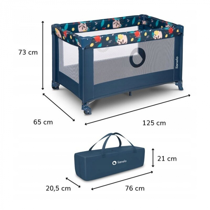 Patut pliant cu un nivel Stefi 120x60cm, Cu intrare laterala cu fermoar, Blue Navy [13]