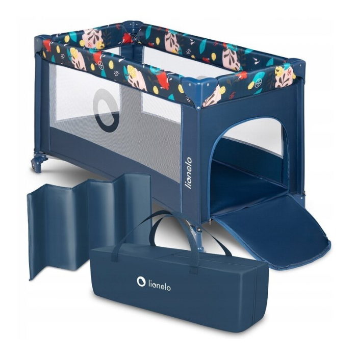 Patut pliant cu un nivel Stefi 120x60cm, Cu intrare laterala cu fermoar, Blue Navy [3]