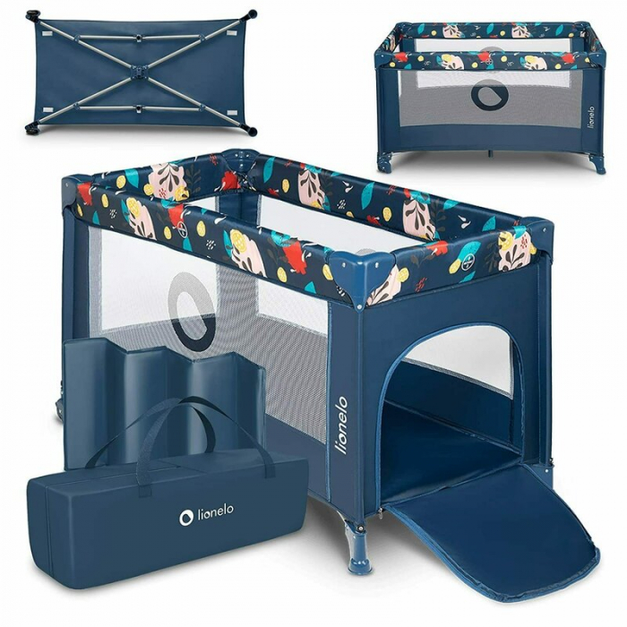 Patut pliant cu un nivel Stefi 120x60cm, Cu intrare laterala cu fermoar, Blue Navy [2]