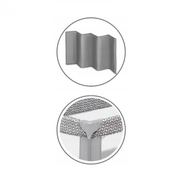 Patut pliant cu un nivel Stefi 120x60cm, Cu intrare laterala cu fermoar, 2 roti, Grey [12]