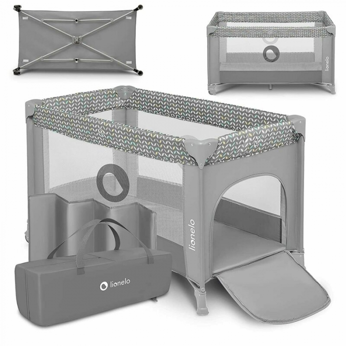 Patut pliant cu un nivel Stefi 120x60cm, Cu intrare laterala cu fermoar, 2 roti, Grey [2]