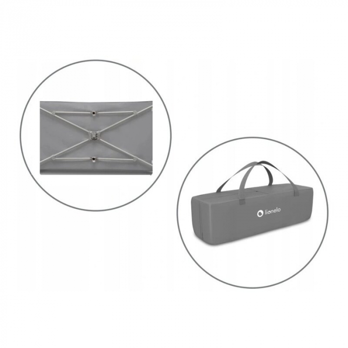 Patut pliant cu un nivel Stefi 120x60cm, Cu intrare laterala cu fermoar, 2 roti, Grey [13]