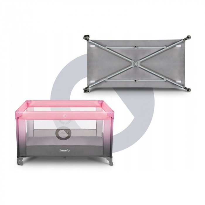 Patut pliant cu un nivel Stefi 120x60cm , Cu intrare laterala cu fermoar, 2 roti, Roz Ombre [10]