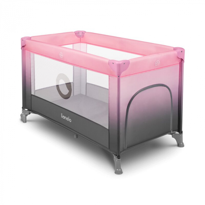 Patut pliant cu un nivel Stefi 120x60cm , Cu intrare laterala cu fermoar, 2 roti, Roz Ombre [4]