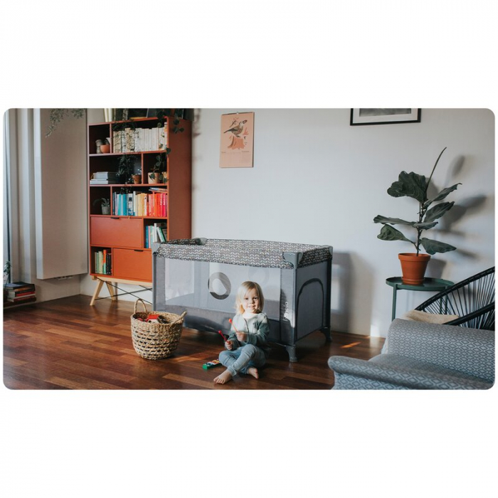 Patut pliant cu un nivel Stefi 120x60cm , Cu intrare laterala cu fermoar, 2 roti, Roz Ombre [8]
