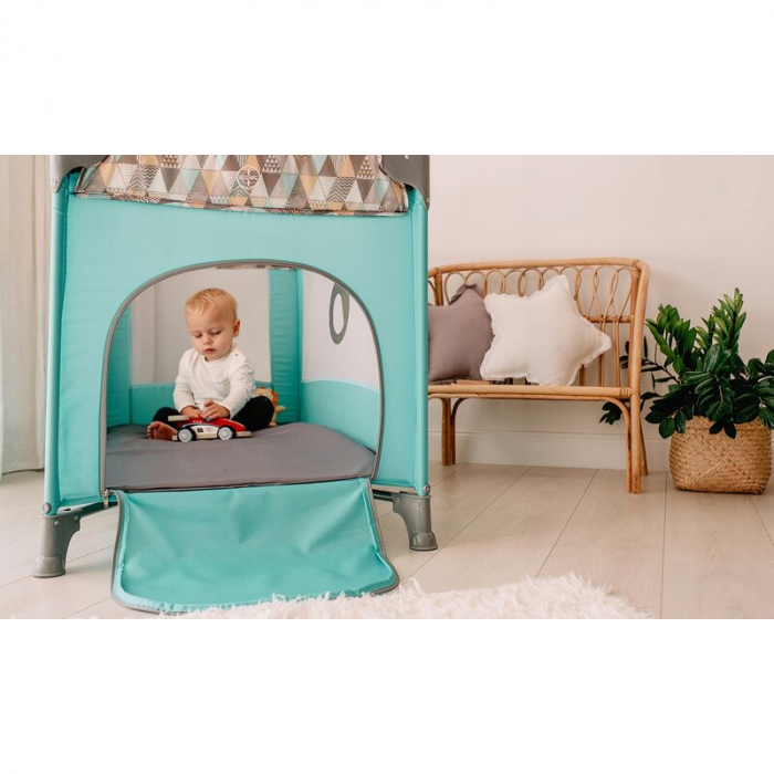 Patut pliant cu un nivel Stefi 120x60cm , Cu intrare laterala cu fermoar, 2 roti, Roz Ombre [9]