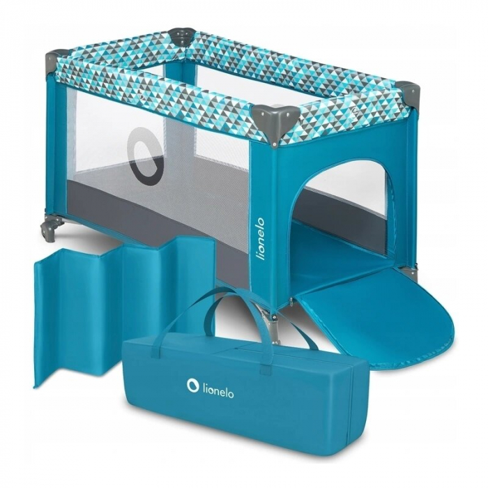 Patut pliant cu un nivel Stefi 120x60cm, Cu intrare laterala cu fermoar, 2 roti, Turquoise [3]