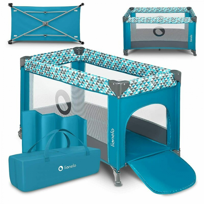 Patut pliant cu un nivel Stefi 120x60cm, Cu intrare laterala cu fermoar, 2 roti, Turquoise [2]