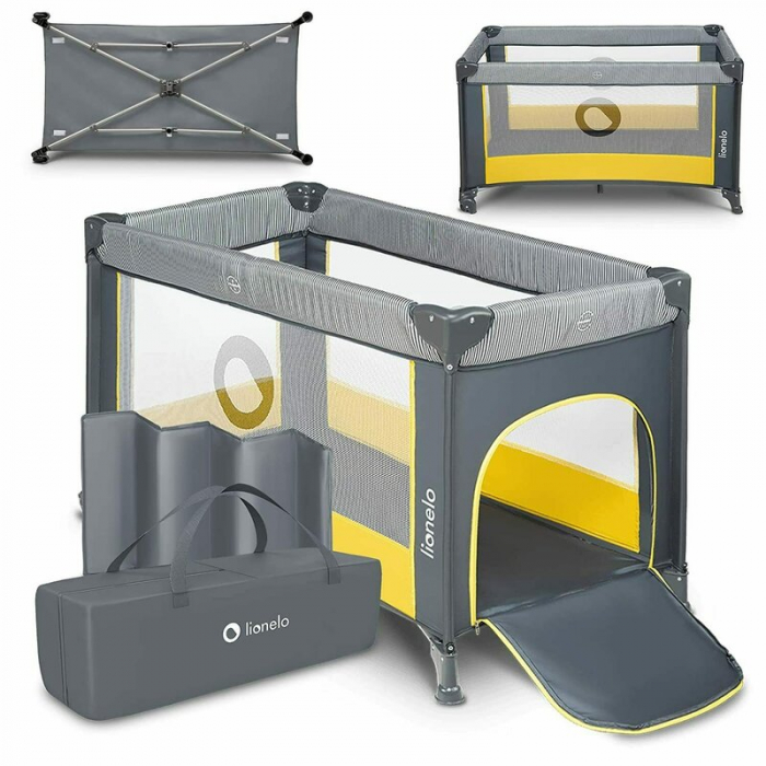 Patut pliant cu un nivel Stefi 120x60cm , Cu intrare laterala cu fermoar, 2 roti, Yellow Lemon [2]