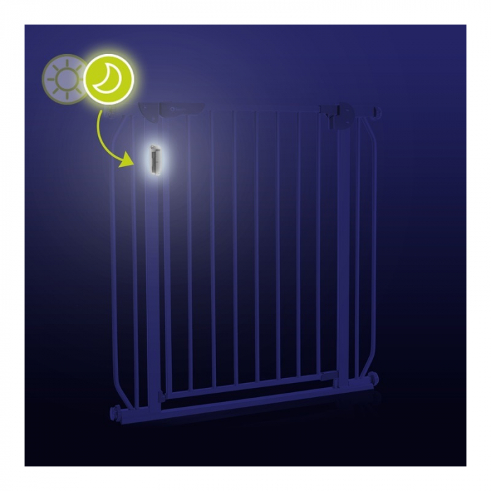 Lionelo - Poarta de siguranta cu suruburi Truus Slim Led , Cu lumina Led cu senzor, 105 cm, Conform cu standardul european de securitate EN1930, Gri [11]