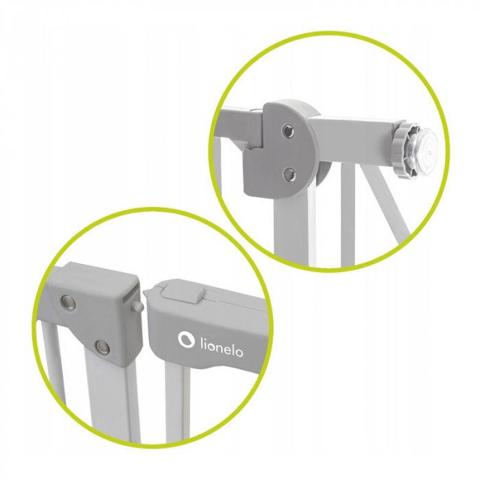 Lionelo - Poarta de siguranta cu suruburi Truus Slim Led , Cu lumina Led cu senzor, 105 cm, Conform cu standardul european de securitate EN1930, Gri [12]