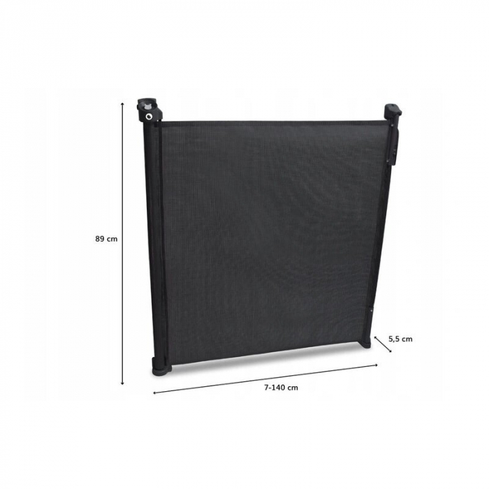 Lionelo - Poarta de siguranta cu suruburi Tulia , Textila, Retractabila din Poliester, 140 cm, Conform cu standardul european de securitate EN1930, Negru [2]