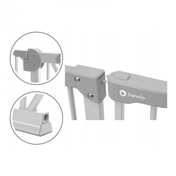 Lionelo - Poarta de siguranta prin presiune Truus Slim, 105 cm, Conform cu standardul european de securitate EN1930, Gri [10]