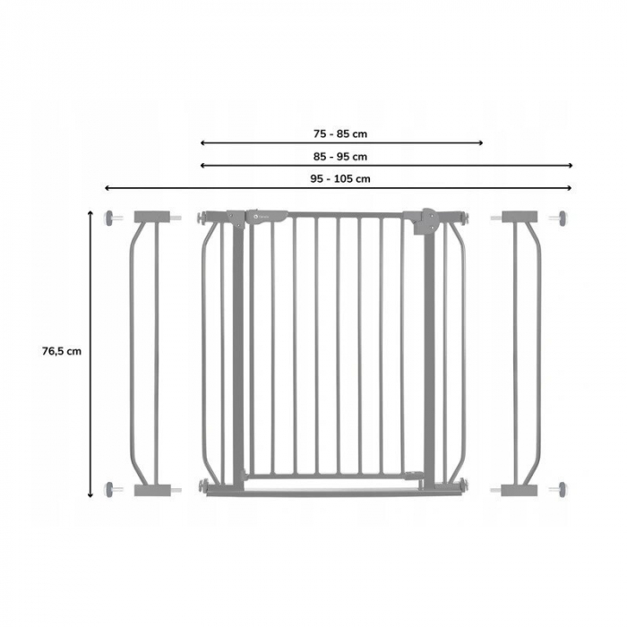 Lionelo - Poarta de siguranta prin presiune Truus Slim, 105 cm, Conform cu standardul european de securitate EN1930, Gri [2]