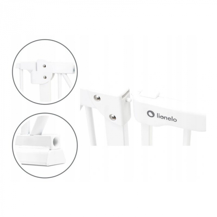 Lionelo - Poarta de siguranta prin presiune Truus Slim, 105 cm, Conform cu standardul europeane de securitate EN1930, Alb [7]