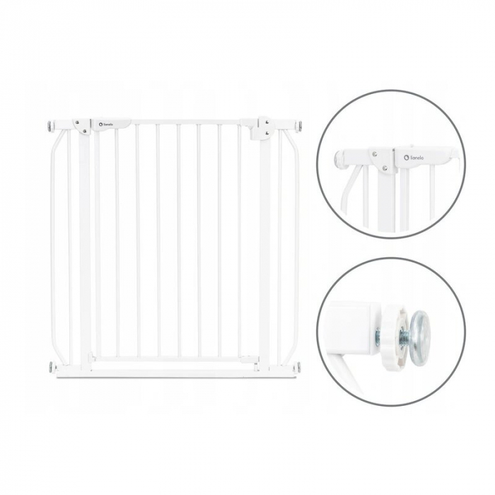 Lionelo - Poarta de siguranta prin presiune Truus Slim, 105 cm, Conform cu standardul europeane de securitate EN1930, Alb [6]