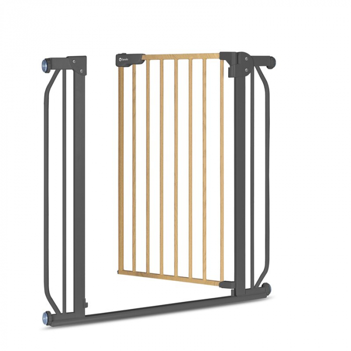 Lionelo - Poarta de siguranta prin presiune Truus Slim, 105 cm, Conform cu standardul europeane de securitate EN1930, Gri/Natur [6]