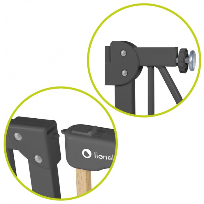 Lionelo - Poarta de siguranta prin presiune Truus Slim, 105 cm, Conform cu standardul europeane de securitate EN1930, Gri/Natur [14]