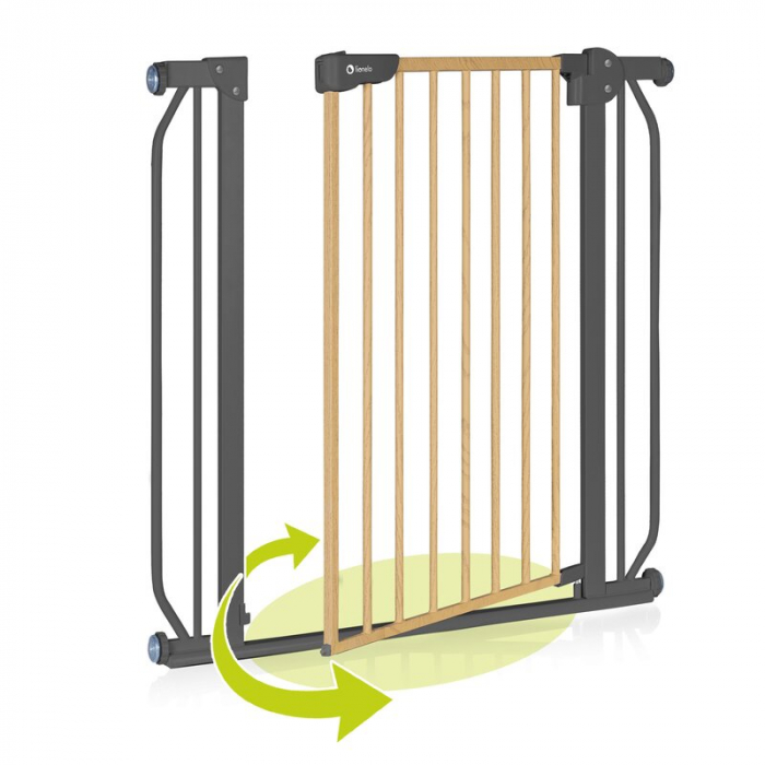Lionelo - Poarta de siguranta prin presiune Truus Slim, 105 cm, Conform cu standardul europeane de securitate EN1930, Gri/Natur [15]