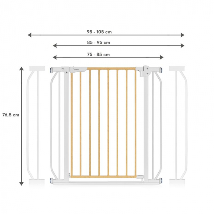 Lionelo - Poarta de siguranta prin presiune Truus Slim, 105 cm, Conform cu standardul europeane de securitate EN1930, Gri/Natur [17]