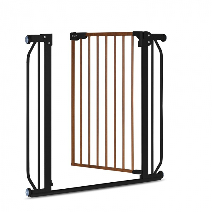 Lionelo - Poarta de siguranta prin presiune Truus Slim, 105 cm, Conform cu standardul europeane de securitate EN1930, Negru/Natur [6]