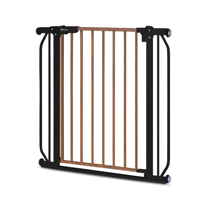 Lionelo - Poarta de siguranta prin presiune Truus Slim, 105 cm, Conform cu standardul europeane de securitate EN1930, Negru/Natur [7]