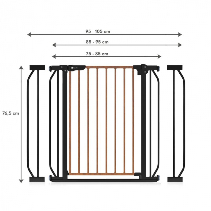 Lionelo - Poarta de siguranta prin presiune Truus Slim, 105 cm, Conform cu standardul europeane de securitate EN1930, Negru/Natur [17]