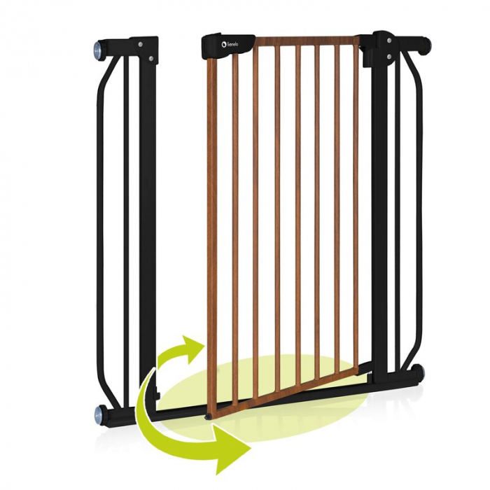 Lionelo - Poarta de siguranta prin presiune Truus Slim, 105 cm, Conform cu standardul europeane de securitate EN1930, Negru/Natur [15]