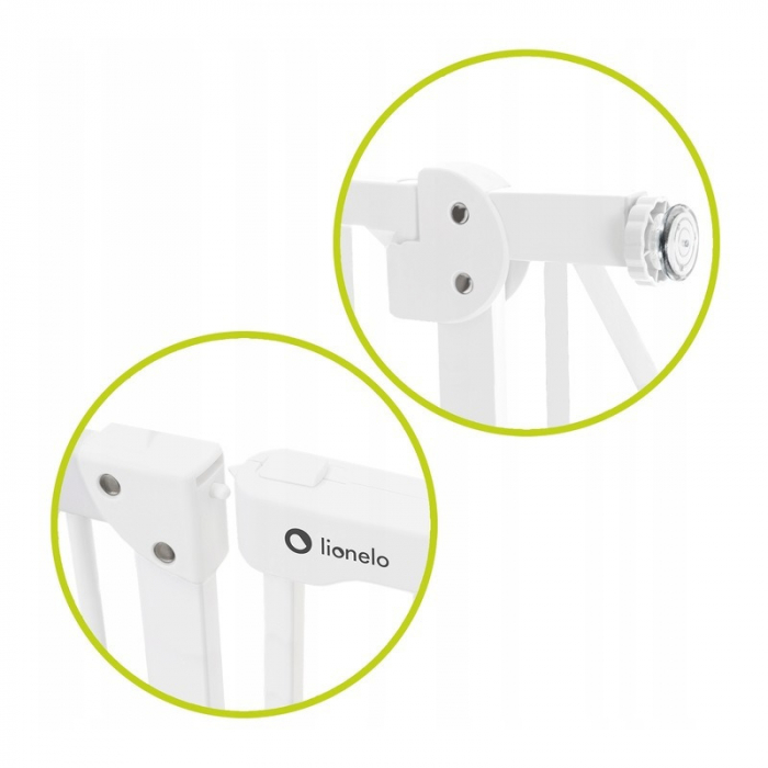 Lionelo - Poarta de siguranta prin presiune Truus Slim Led , Cu lumina Led cu senzor, 105 cm, Conform cu standardul european de securitate EN1930, Alb [12]