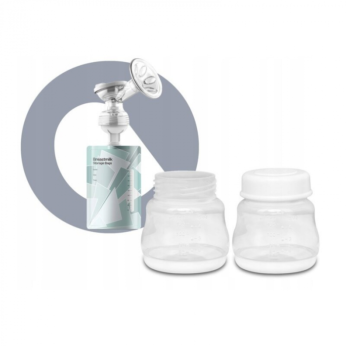 Lionelo - Pompa dubla de san, Electrica, Cu 9 nivele de aspiratie, 5 moduri de masaj, Afisaj LED, Imita suptul natural al copilului, Functionare pana la 90 min, Silentioasa, Fara BPA, Include 2 recipi [29]