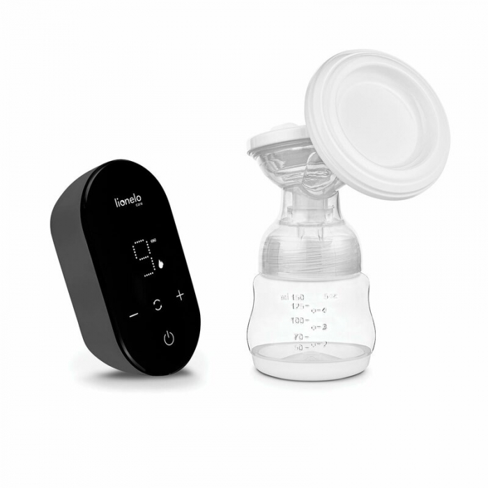 Lionelo - Pompa dubla de san, Electrica, Cu 9 nivele de aspiratie, 5 moduri de masaj, Afisaj LED, Imita suptul natural al copilului, Functionare pana la 90 min, Silentioasa, Fara BPA, Include 2 recipi [2]