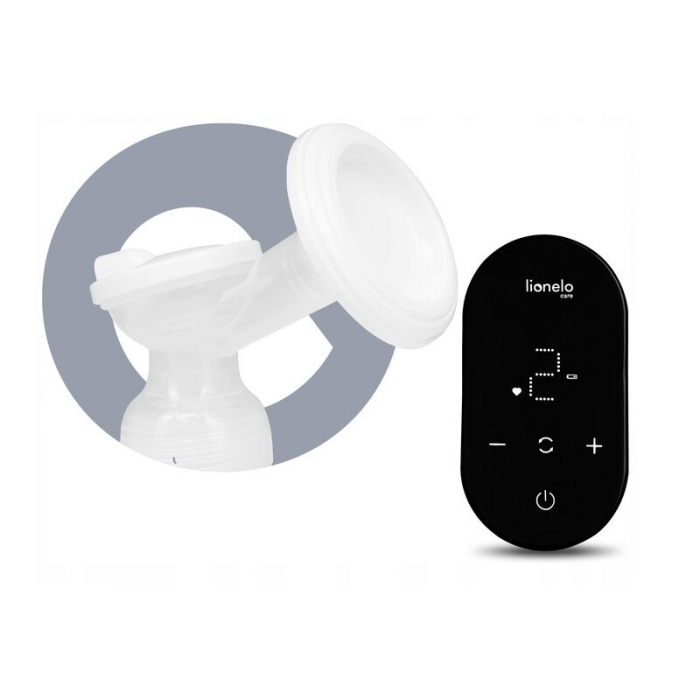 Lionelo - Pompa dubla de san, Electrica, Cu 9 nivele de aspiratie, 5 moduri de masaj, Afisaj LED, Imita suptul natural al copilului, Functionare pana la 90 min, Silentioasa, Fara BPA, Include 2 recipi [28]