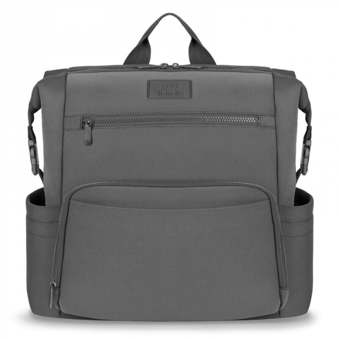 Lionelo - Rucsac impermeabil pentru mamici Cube, Cu 12 compartimente si salteluta de schimbat, Cu prindere universala de carucior, 36 x 36 x 23 cm, Gri [1]