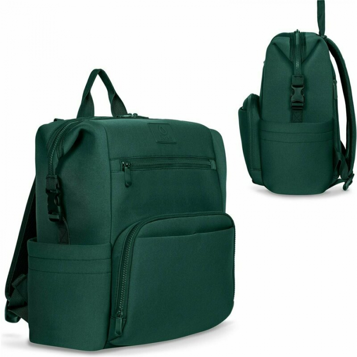 Lionelo - Rucsac impermeabil pentru mamici Cube, Cu 12 compartimente si salteluta de schimbat, Cu prindere universala de carucior, 36 x 36 x 23 cm, Verde [2]