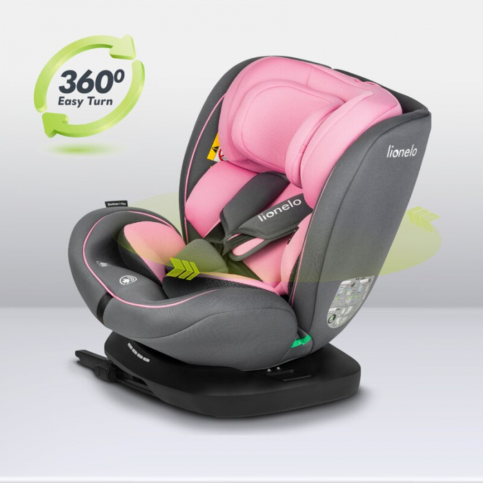 Lionelo - Scaun auto Bastiaan i-Size, 4 in 1, Protectie laterala, Cu spatar inclinabil in 4 pozitii, Cu tetiera reglabila in 7 pozitii, Rotire 360 grade, Top Tether, 0-36 Kg, 40-150 cm, Cu Isofix, Con [29]