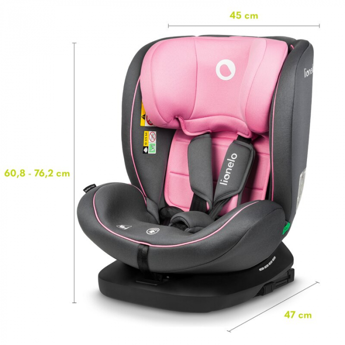 Lionelo - Scaun auto Bastiaan i-Size, 4 in 1, Protectie laterala, Cu spatar inclinabil in 4 pozitii, Cu tetiera reglabila in 7 pozitii, Rotire 360 grade, Top Tether, 0-36 Kg, 40-150 cm, Cu Isofix, Con [35]