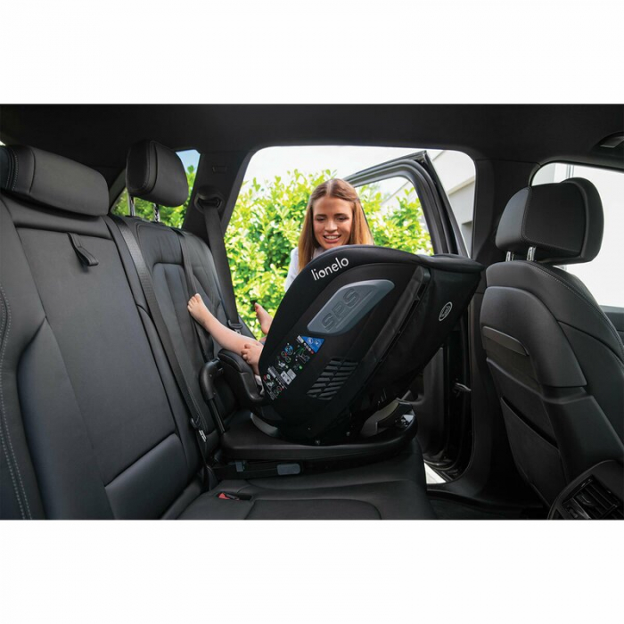 Lionelo - Scaun auto Bastiaan RWF i-Size, Pozitie de somn, Protectie laterala, Rotire 360 grade, 0-36 Kg, Cu Isofix si Centura Top Tether, Conform cu standardul european de securitate ECE R129, Gri [46]
