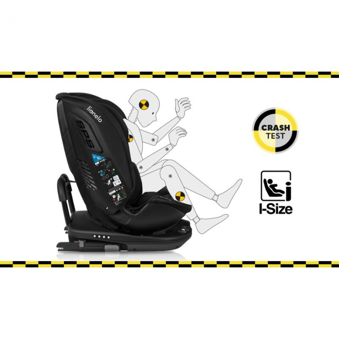 Lionelo - Scaun auto Bastiaan RWF i-Size, Pozitie de somn, Protectie laterala, Rotire 360 grade, 0-36 Kg, Cu Isofix si Centura Top Tether, Conform cu standardul european de securitate ECE R129, Negru [32]
