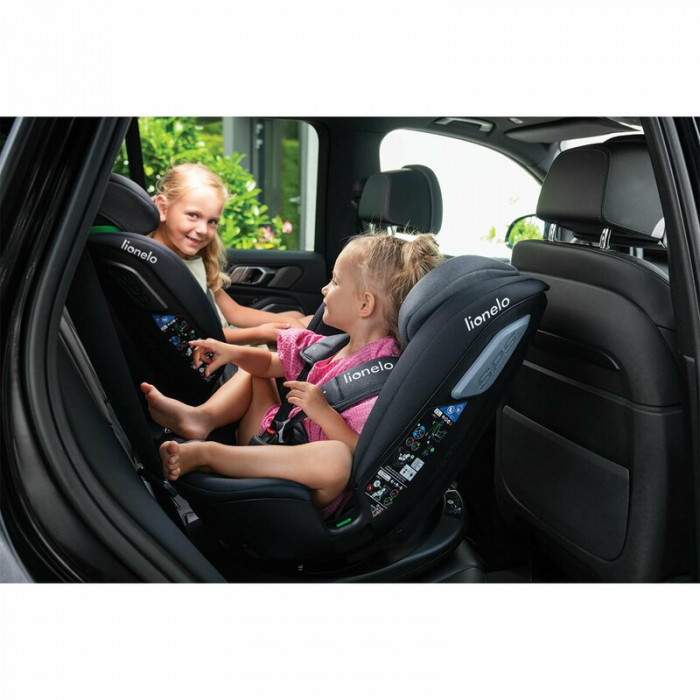 Lionelo - Scaun auto Bastiaan RWF i-Size, Pozitie de somn, Protectie laterala, Rotire 360 grade, 0-36 Kg, Cu Isofix si Centura Top Tether, Conform cu standardul european de securitate ECE R129, Gri [47]