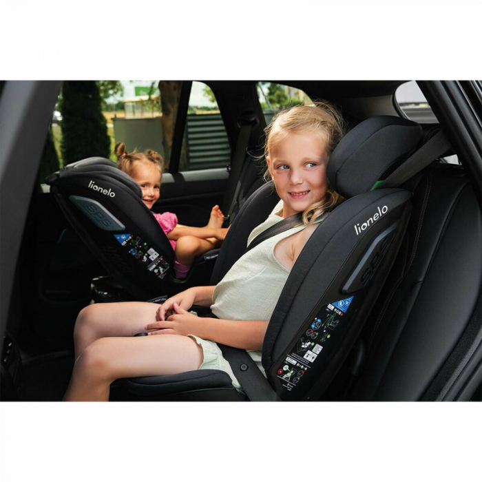Lionelo - Scaun auto Bastiaan RWF i-Size, Pozitie de somn, Protectie laterala, Rotire 360 grade, 0-36 Kg, Cu Isofix si Centura Top Tether, Conform cu standardul european de securitate ECE R129, Gri [49]