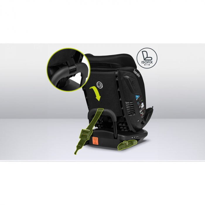 Lionelo - Scaun auto Bastiaan RWF i-Size, Pozitie de somn, Protectie laterala, Rotire 360 grade, 0-36 Kg, Cu Isofix si Centura Top Tether, Conform cu standardul european de securitate ECE R129, Negru [36]