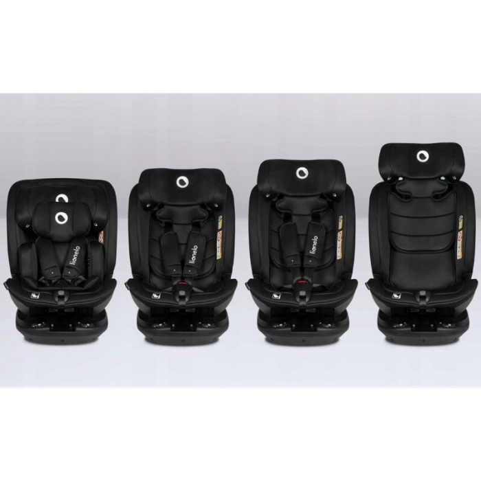 Lionelo - Scaun auto Bastiaan RWF i-Size, Pozitie de somn, Protectie laterala, Rotire 360 grade, 0-36 Kg, Cu Isofix si Centura Top Tether, Conform cu standardul european de securitate ECE R129, Negru [33]