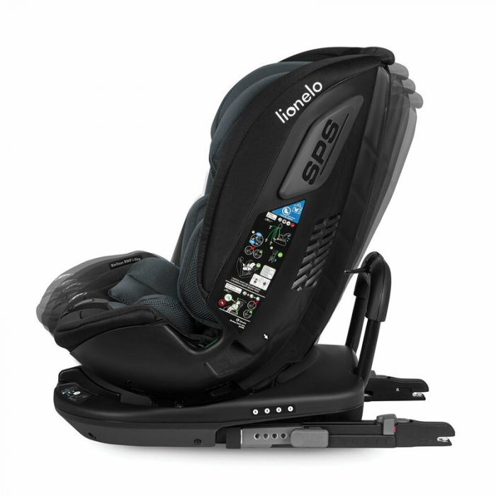Lionelo - Scaun auto Bastiaan RWF i-Size, Pozitie de somn, Protectie laterala, Rotire 360 grade, 0-36 Kg, Cu Isofix si Centura Top Tether, Conform cu standardul european de securitate ECE R129, Gri [10]