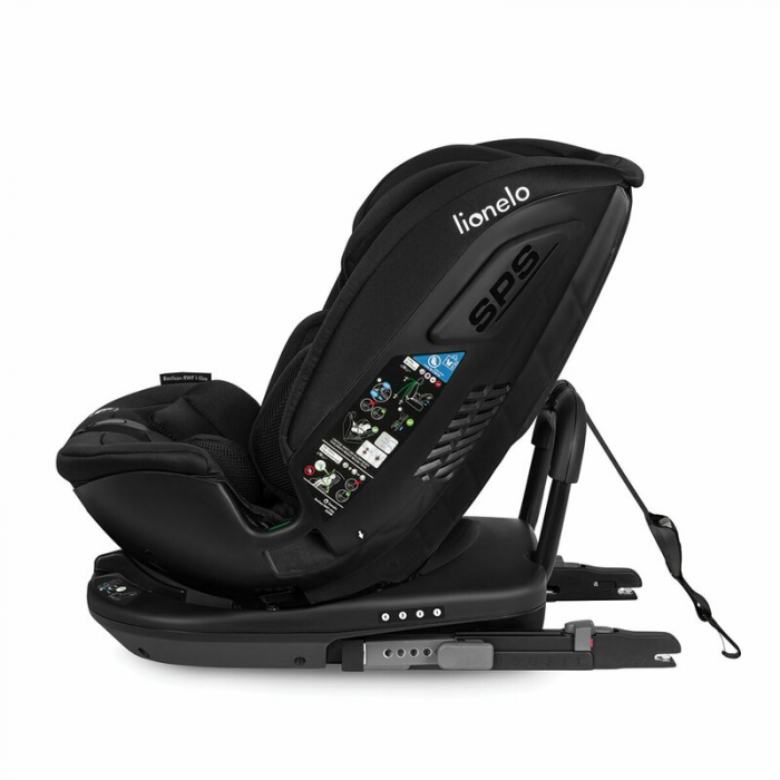 Lionelo - Scaun auto Bastiaan RWF i-Size, Pozitie de somn, Protectie laterala, Rotire 360 grade, 0-36 Kg, Cu Isofix si Centura Top Tether, Conform cu standardul european de securitate ECE R129, Negru [4]